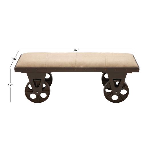Brown Wood & Metal Industrial Bench